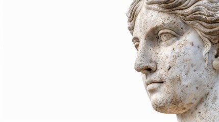 A statue of a woman with stone face