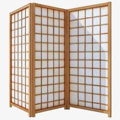 Elegant wooden screen with a shoji design, perfect for room division or adding a touch of Japanese decor to your space.