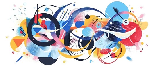 Abstract Colorful Composition with Geometric Shapes