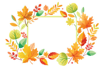 Autumn Leaves Frame with Empty Center for Text or Image
