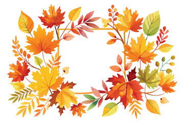 Fototapeta premium Golden Frame Surrounded by Vibrant Autumn Leaves