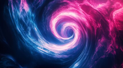 Digital art with swirling neon lights and transparent layers creating a sense of depth and motion in electric blue and pink colors high contrast lighting top-down view
