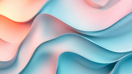 Minimalistic digital background with flowing curves and soft gradients in pastel colors abstract 3D art ambient lighting top-down view modern clean design