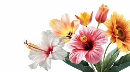 Fototapeta premium A bouquet of flowers with white flower in the middle