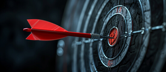 Abstract target with arrow in the center of the target, representing business goals and mission concept.
