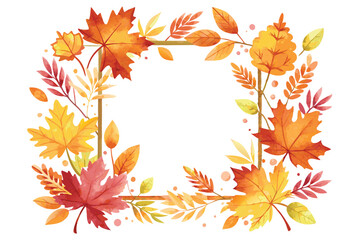 Fototapeta premium Watercolor Autumn Leaves Border Frame