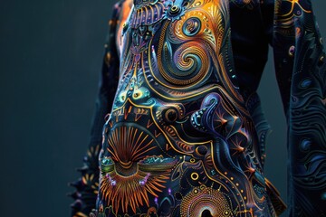 Woman's body decorated with vibrant designs