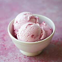 delicious dessert strawberry pink vanilla ice cream scoops