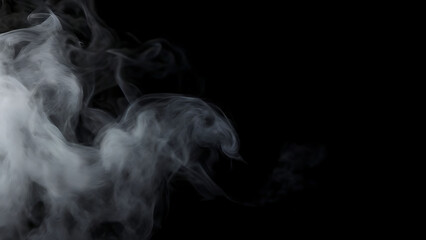 Abstract Smoke Misty Fog Texture on Isolated Black Background with Design Overlays.