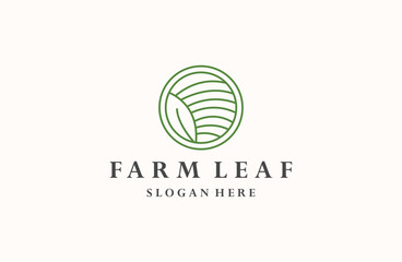 farm leaf logo style icon design template flat vector