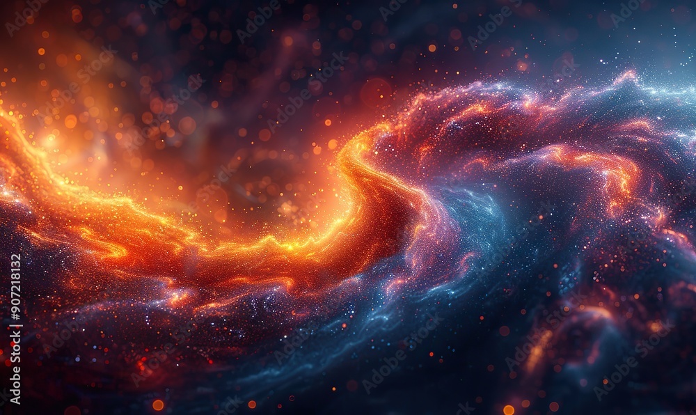 Canvas Prints beautiful, colorful dynamic particles flow in a mesmerizing spiral pattern, forming a captivating an