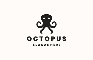 octopus logo design vector silhouette illustration icon style