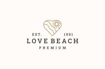 Love beach logo vector icon illustration hipster vintage retro
