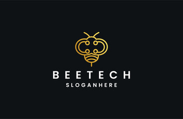 Bee Tech Logo Template Design Vector, Emblem, Design Concept