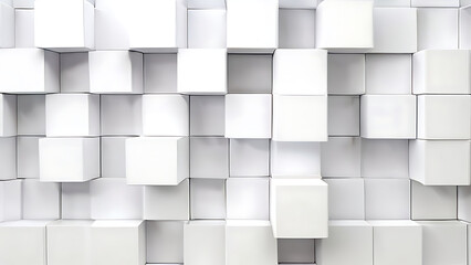 Random Shifted White Cube Boxes Block Background Wallpaper Banner with Copy Space.