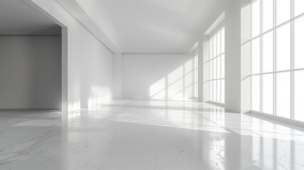 White empty room with abstract light shadows from the window