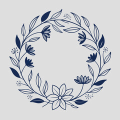 Hand-Drawn Floral Wreath Logo | Vector Graphics & Clipart | Graphic Decoration Element