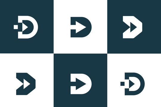 Set of abstract letter d letters E logo design inspiration. minimalist abstract letter logos