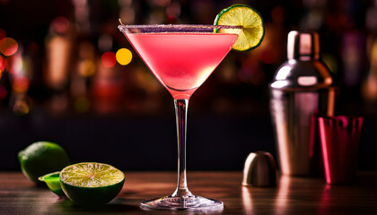 cocktail in the bar classic cosmo cosmopolitan drink