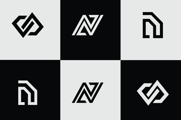 Creative logo design bundle letter N, unique initial letter N logo design collection.