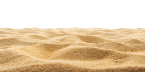 Beach Sand Background Front View on White Isolated Background