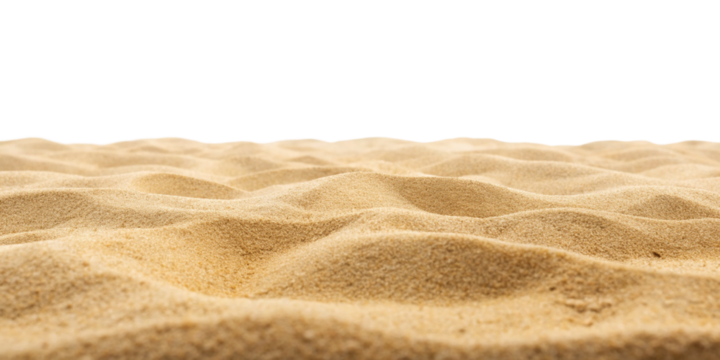 Beach Sand Background Front View on White Isolated Background