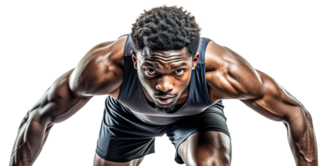 Focused African American athlete preparing for marathon training