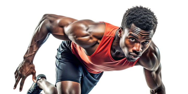 Focused African American athlete preparing for marathon training