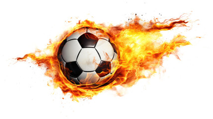 Fototapeta premium soccer ball with fire isolated on transparent white background, clipping path