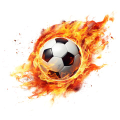 Fototapeta premium soccer ball with fire isolated on transparent white background, clipping path