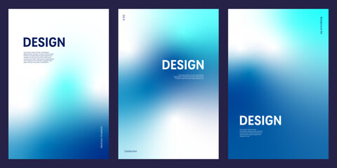 Modern background set with blue turquoise gradient mesh on white space, ideal for posters, flyers, brochures, websites, and social media