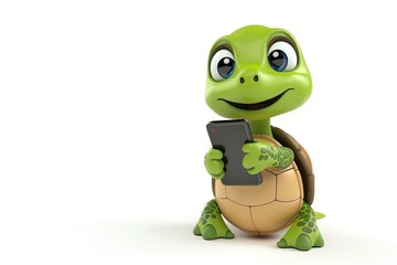 Fototapeta premium Turtle with a smartphone 