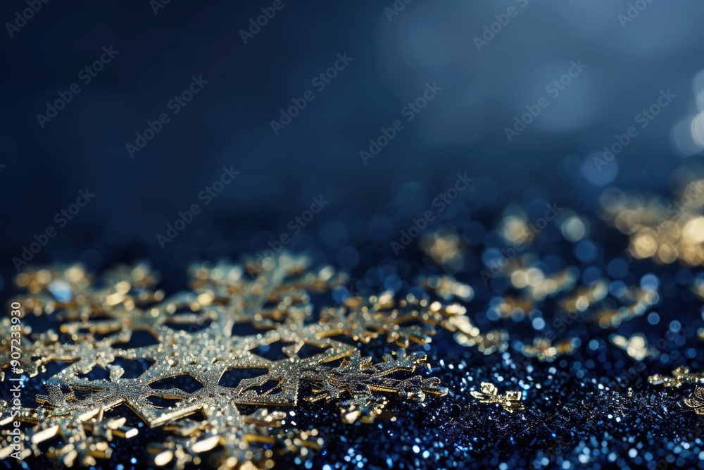 Aufkleber close-up shot of a delicate snowflake on a dark background