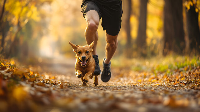 persona corriendo y haciendo ejercicio junto con su perro haciendo entrenamiento juntos diversion y amistad 