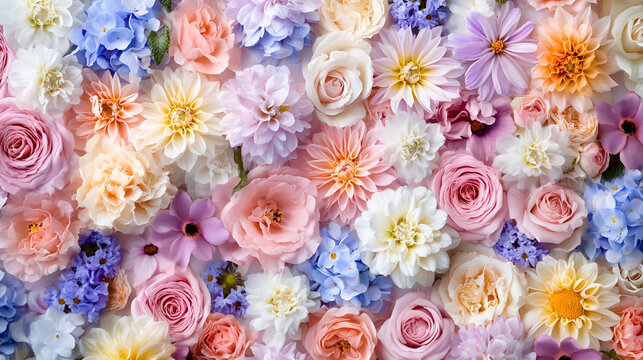 flores variadas para invitacion o tarjeta postal decoraciones artisticas fondo floral colorido hermoso estilo romantico