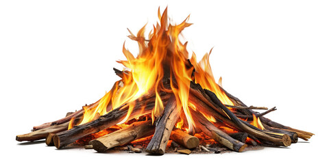 Warm Fireplace Campfire on a Transparent Background, Cozy Fireplace with Campfire.
