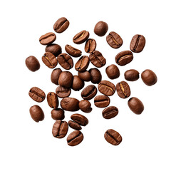 Obraz premium Coffee Beans Scattered On Transparent Background Close-Up