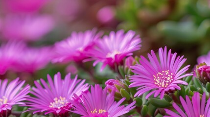 Obraz premium Pink Delosperma cooperi in macro slider 