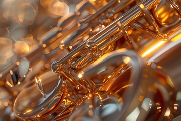 A detailed shot of a trumpet with a blurred out background