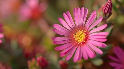 Obraz premium Pink Delosperma cooperi in macro slider 