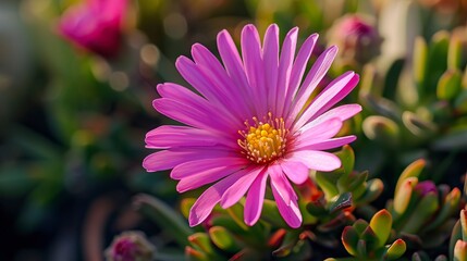 Obraz premium Pink Delosperma cooperi in macro slider 