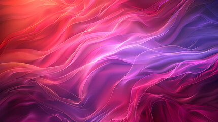 Obraz premium Abstract wave in iridescent neon-rainbow shades, pink, purple, red, blue. Waves of smoke or fabric flying in the wind. Iridescent fabric, holographic texture. Banner background with space for text