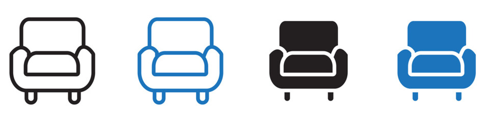 sofa icon Collection in Black and white background 