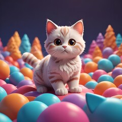 cat playing with ball, kitten playing with ball, cat and ball