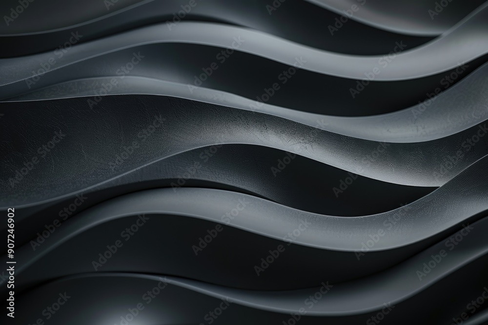 Poster Close-up view of a unique black wave pattern texture