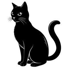 black cat silhouette, cat vector illustration, pet vector art, cats silhouette, black cat vector icon, eps, cartoon black cat