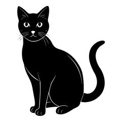 black cat silhouette, cat vector illustration, pet vector art, cats silhouette, black cat vector icon, eps, cartoon black cat