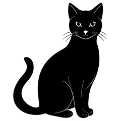 black cat silhouette, cat vector illustration, pet vector art, cats silhouette, black cat vector icon, eps, cartoon black cat