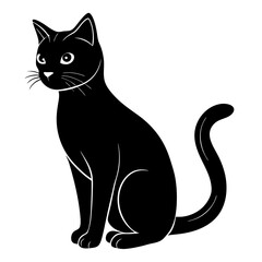 black cat silhouette, cat vector illustration, pet vector art, cats silhouette, black cat vector icon, eps, cartoon black cat