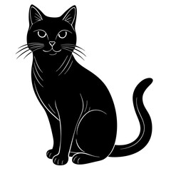 black cat silhouette, cat vector illustration, pet vector art, cats silhouette, black cat vector icon, eps, cartoon black cat